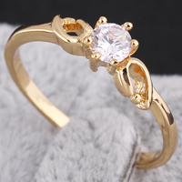 Bliver® Finger Ring, Messing, 18K forgyldt, med cubic zirconia, nikkel, bly & cadmium fri, 5mm, Størrelse:7.5, Solgt af PC