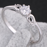 Bliver® Finger Ring, Messing, platineret, med cubic zirconia, nikkel, bly & cadmium fri, 5mm, Størrelse:6.5, Solgt af PC