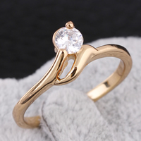 Bliver® Finger Ring, Messing, 18K forgyldt, med cubic zirconia, nikkel, bly & cadmium fri, 4mm, Størrelse:7.5, Solgt af PC