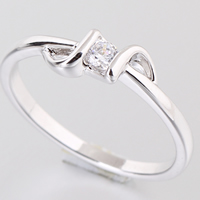 Gets® finger ring, Mässing, platinerade, med cubic zirconia, nickel, bly och kadmium gratis, 3mm, Storlek:5, Säljs av PC