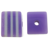 Grânulos de resina listrado, Cubo, listras, roxo, 8x7x8mm, Buraco:Aprox 2mm, 1000PCs/Bag, vendido por Bag