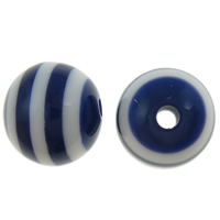 Granos rayados de la resina, Esférico, veta, azul, 8mm, agujero:aproximado 2mm, 1000PCs/Bolsa, Vendido por Bolsa