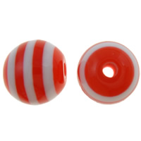 Gestreepte resin kralen, Hars, Ronde, rood, 10mm, Gat:Ca 2mm, 1000pC's/Bag, Verkocht door Bag