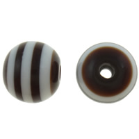 Gestreepte resin kralen, Hars, Ronde, koffie kleur, 8mm, Gat:Ca 2mm, 1000pC's/Bag, Verkocht door Bag