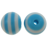 Perles de résine rayé, Rond, strie, bleu, 8mm, Trou:Environ 2mm, 1000PC/sac, Vendu par sac