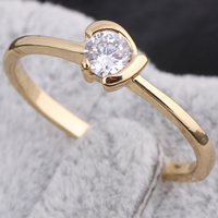 Bliver® Finger Ring, Messing, 18K forgyldt, med cubic zirconia, nikkel, bly & cadmium fri, 5mm, Størrelse:7.5, Solgt af PC