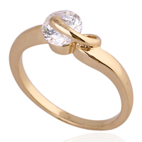 Bliver® Finger Ring, Messing, 18K forgyldt, med cubic zirconia, nikkel, bly & cadmium fri, 7mm, Størrelse:6.5, Solgt af PC