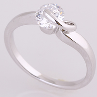 Bliver® Finger Ring, Messing, platineret, med cubic zirconia, nikkel, bly & cadmium fri, 7mm, Størrelse:7.5, Solgt af PC