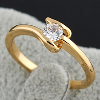 Anello di barretta Gets®, ottone, laccato oro 18K, con zirconi cubici, assenza di nichel,piombo&cadmio, 5mm, 6mm, Misura:6.5, Venduto da PC