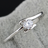 Bliver® Finger Ring, Messing, platineret, med cubic zirconia, nikkel, bly & cadmium fri, 5mm, 6mm, Størrelse:5, Solgt af PC