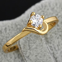 Gets® Finger Ring Brass 18K gold plated with cubic zirconia nickel lead & cadmium free 4mm US Ring .5 Sold By PC