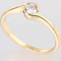 Bliver® Finger Ring, Messing, 18K forgyldt, med cubic zirconia, nikkel, bly & cadmium fri, 5.5mm, Størrelse:6.5, Solgt af PC