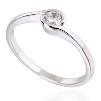 Bliver® Finger Ring, Messing, platineret, med cubic zirconia, nikkel, bly & cadmium fri, 5.5mm, Størrelse:6.5, Solgt af PC