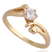 Bliver® Finger Ring, Messing, 18K forgyldt, med cubic zirconia, nikkel, bly & cadmium fri, 4mm, Størrelse:7.5, Solgt af PC