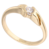 Bliver® Finger Ring, Messing, 18K forgyldt, med cubic zirconia, nikkel, bly & cadmium fri, 4mm, Størrelse:6.5, Solgt af PC