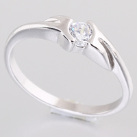 Bliver® Finger Ring, Messing, platineret, med cubic zirconia, nikkel, bly & cadmium fri, 4mm, Størrelse:5, Solgt af PC