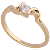 Bliver® Finger Ring, Messing, 18K forgyldt, med cubic zirconia, nikkel, bly & cadmium fri, 4mm, Størrelse:9, Solgt af PC