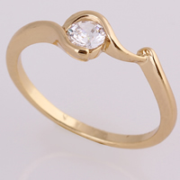 Bliver® Finger Ring, Messing, 18K forgyldt, med cubic zirconia, nikkel, bly & cadmium fri, 5mm, Størrelse:5, Solgt af PC