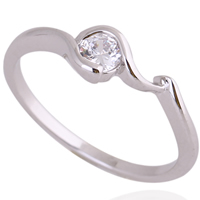 Bliver® Finger Ring, Messing, platineret, med cubic zirconia, nikkel, bly & cadmium fri, 5mm, Størrelse:9, Solgt af PC