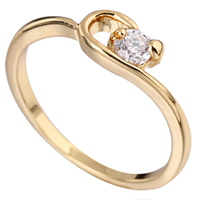 Bliver® Finger Ring, Messing, 18K forgyldt, med cubic zirconia, nikkel, bly & cadmium fri, 4mm, Størrelse:9, Solgt af PC