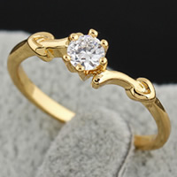 Anello di barretta Gets®, ottone, laccato oro 18K, con zirconi cubici, assenza di nichel,piombo&cadmio, 4mm, 5mm, Misura:6.5, Venduto da PC