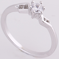 Bliver® Finger Ring, Messing, platineret, med cubic zirconia, nikkel, bly & cadmium fri, 4mm, Størrelse:9, Solgt af PC