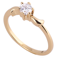 Bliver® Finger Ring, Messing, 18K forgyldt, med cubic zirconia, nikkel, bly & cadmium fri, 4mm, Størrelse:9, Solgt af PC