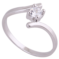 Bliver® Finger Ring, Messing, platineret, med cubic zirconia, nikkel, bly & cadmium fri, 6mm, Størrelse:6.5, Solgt af PC