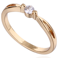 Bliver® Finger Ring, Messing, 18K forgyldt, med cubic zirconia, nikkel, bly & cadmium fri, 3mm, Størrelse:6.5, Solgt af PC