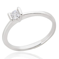 Bliver® Finger Ring, Messing, platineret, med cubic zirconia, nikkel, bly & cadmium fri, 4x5.5mm, Størrelse:5, Solgt af PC