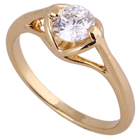 Bliver® Finger Ring, Messing, 18K forgyldt, med cubic zirconia, nikkel, bly & cadmium fri, 5mm, Størrelse:5, Solgt af PC