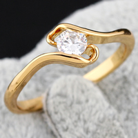 Bliver® Finger Ring, Messing, 18K forgyldt, med cubic zirconia, nikkel, bly & cadmium fri, 4mm, Størrelse:5, Solgt af PC