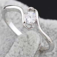 Bliver® Finger Ring, Messing, platineret, med cubic zirconia, nikkel, bly & cadmium fri, 4mm, Størrelse:5, Solgt af PC