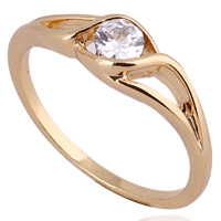 Bliver® Finger Ring, Messing, 18K forgyldt, med cubic zirconia, nikkel, bly & cadmium fri, 4mm, Størrelse:6.5, Solgt af PC