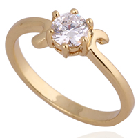 Bliver® Finger Ring, Messing, 18K forgyldt, med cubic zirconia, nikkel, bly & cadmium fri, 5mm, Størrelse:6.5, Solgt af PC