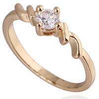 Bliver® Finger Ring, Messing, 18K forgyldt, med cubic zirconia, nikkel, bly & cadmium fri, 4mm, Størrelse:5, Solgt af PC