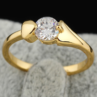 Bliver® Finger Ring, Messing, 18K forgyldt, med cubic zirconia, nikkel, bly & cadmium fri, 4mm, Størrelse:9, Solgt af PC