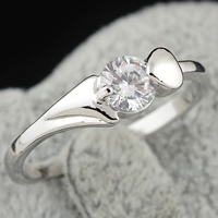 Bliver® Finger Ring, Messing, platineret, med cubic zirconia, nikkel, bly & cadmium fri, 4mm, Størrelse:5, Solgt af PC