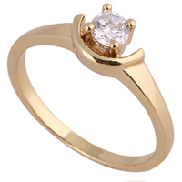 Bliver® Finger Ring, Messing, 18K forgyldt, med cubic zirconia, nikkel, bly & cadmium fri, 4mm, Størrelse:6.5, Solgt af PC