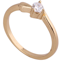 Bliver® Finger Ring, Messing, 18K forgyldt, med cubic zirconia, nikkel, bly & cadmium fri, 3.5mm, Størrelse:6.5, Solgt af PC