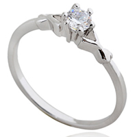 Bliver® Finger Ring, Messing, platineret, med cubic zirconia, nikkel, bly & cadmium fri, 5mm, Størrelse:5, Solgt af PC