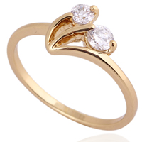 Bliver® Finger Ring, Messing, 18K forgyldt, med cubic zirconia, nikkel, bly & cadmium fri, 8mm, Størrelse:5, Solgt af PC