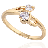 Bliver® Finger Ring, Messing, 18K forgyldt, med cubic zirconia, nikkel, bly & cadmium fri, 5mm, Størrelse:6.5, Solgt af PC