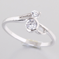 Bliver® Finger Ring, Messing, platineret, med cubic zirconia, nikkel, bly & cadmium fri, 5mm, Størrelse:6.5, Solgt af PC