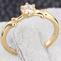 Bliver® Finger Ring, Messing, 18K forgyldt, med cubic zirconia, nikkel, bly & cadmium fri, 4mm, Størrelse:5, Solgt af PC