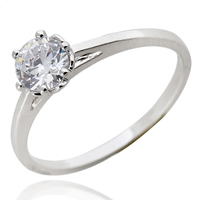 Bliver® Finger Ring, Messing, platineret, med cubic zirconia, nikkel, bly & cadmium fri, 6mm, Størrelse:5, Solgt af PC