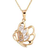 Gets® Jewelry Necklace Brass Butterfly 18K gold plated oval chain & with cubic zirconia nickel lead & cadmium free Sold Per Approx 17.5 Inch Strand