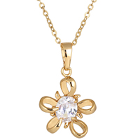 Gets® Jewelry Necklace Brass Flower 18K gold plated oval chain & with cubic zirconia nickel lead & cadmium free Sold Per Approx 18 Inch Strand