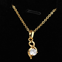 Bijoux Collier Gets®, laiton, Plaqué d'or 18K, chaîne ovale & avec zircone cubique, protéger l'environnement, sans nickel, plomb et cadmium, 22mm, Vendu par Environ 18 pouce brin