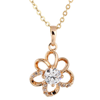 Gets® Jewelry Necklace Brass Flower 18K gold plated oval chain & with cubic zirconia nickel lead & cadmium free 24mm Sold Per Approx 18 Inch Strand